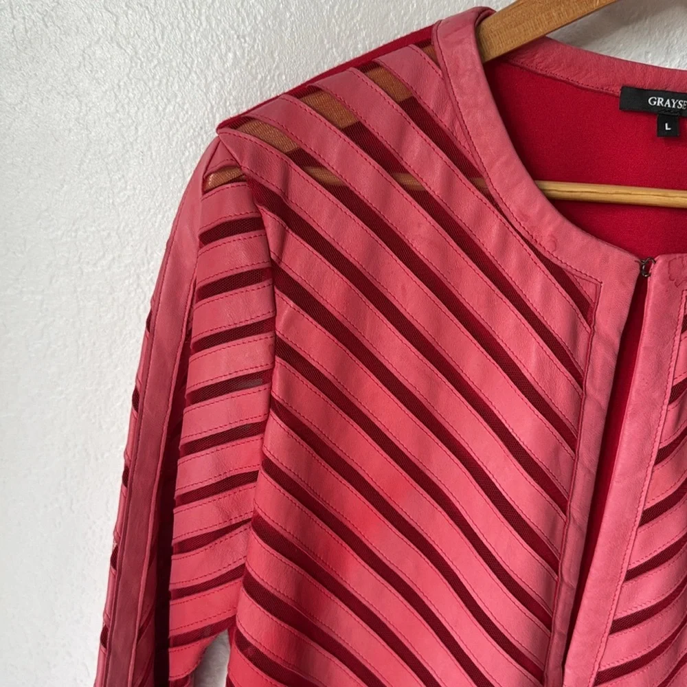 Grayse Ombré Red Leather Blazer‎